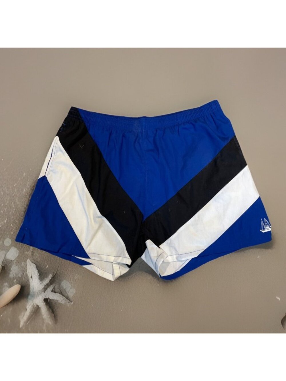 Vintage Men's Swim Trunks Bathing Suit Size XL Blue Colorblock Vacation Resort